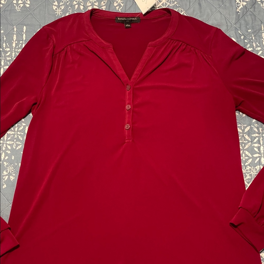 Banana Republic Vibrant Red Long Sleeve Top